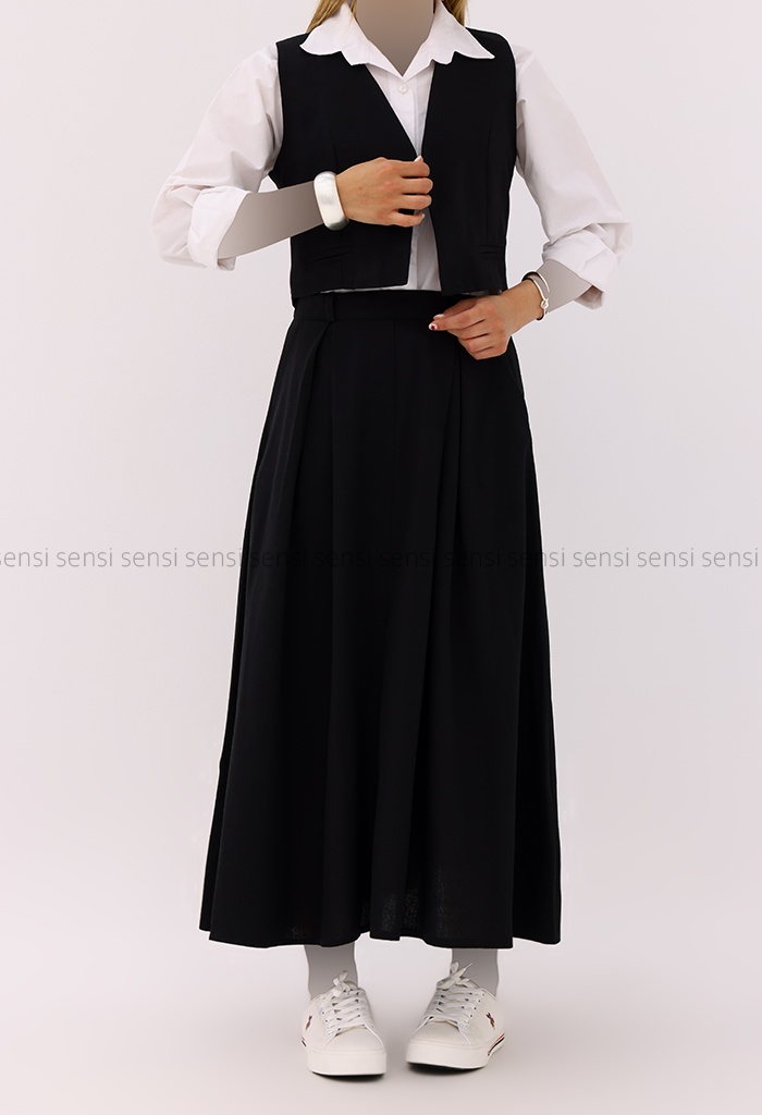 ست زنانه وست دامن لینن کد1006412